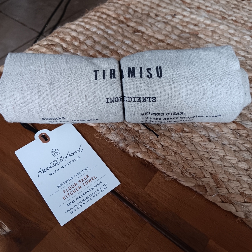 Rare Hearth & Hand Target Flour Sack Kitchen Dish Towel Tiramisu Recipe New 2022